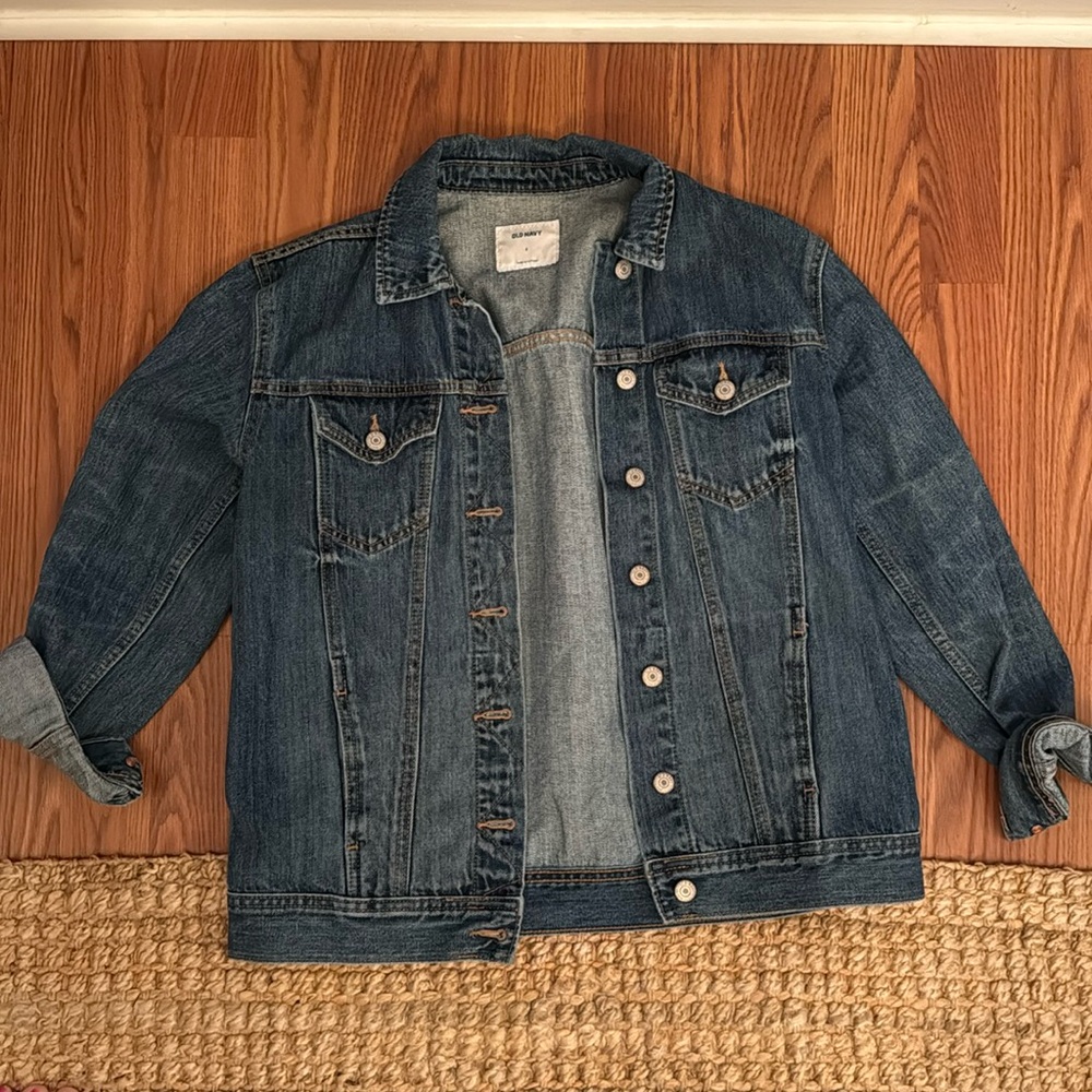 Old Navy Distressed Oversized Jean Jacket Sz Small